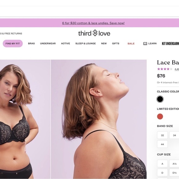 ThirdLove Black and Cream Lace Bra - Picture 3 of 6